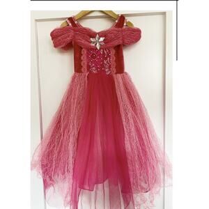 Halloween Princess Dress Girls Size 100 (US 3T) Costume Pink Lace ButterfliesNEW